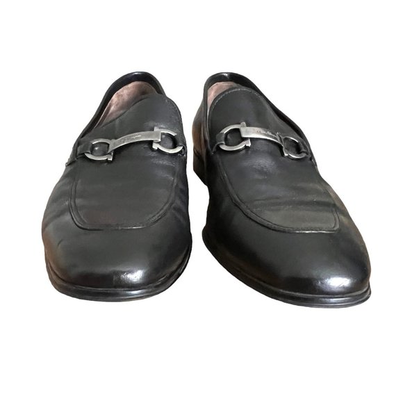 Salvatore Ferragamo black leather men classic slip ons shoes size 11.5 E - Picture 3 of 15